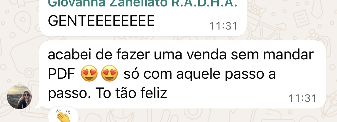 Depoimento: fez uma venda sem precisar mandar PDF, só com o passo a passo do método